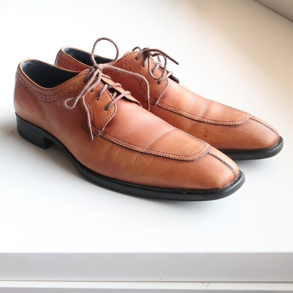 Johnston & Murphy Men\'s Tan Brown Leather Lace-up Oxford Derby Shoes Size 10.5